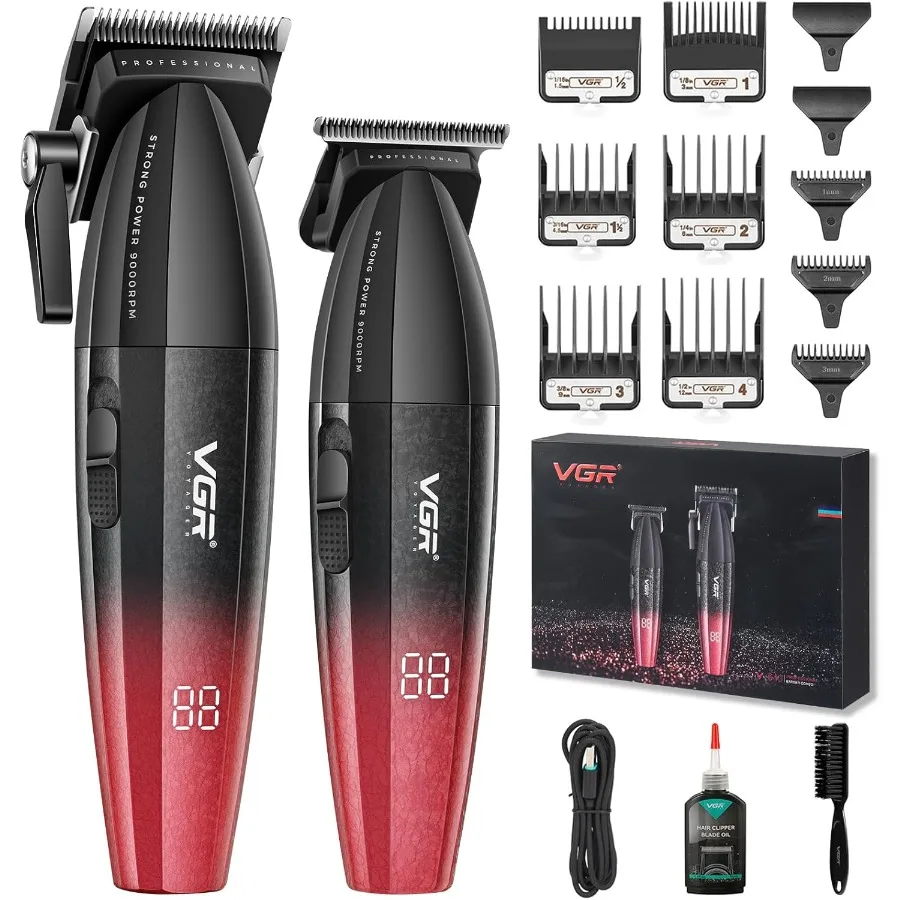 

640 Professional Hair Clippers for Men 9000RPM Cordless Barber Clippers and Trimmers Set Zero Gap T-Blade Hair Cutting Kit DLC