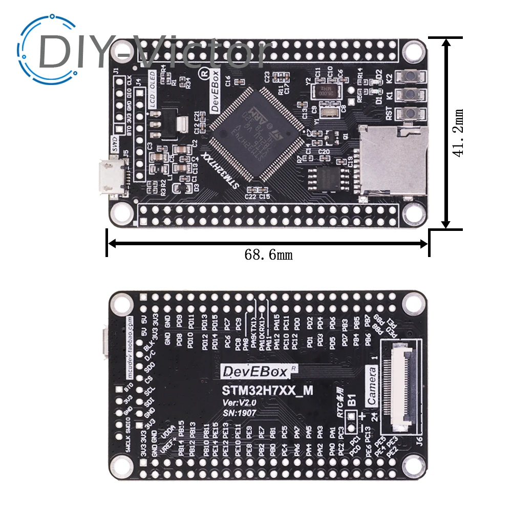 Imagem -05 - Placa Sistema Tft Desenvolvimento Interface m7 Núcleo Board Cabo Usb Stm32h750vbt6 Stm32h743vit6 Stm32h7