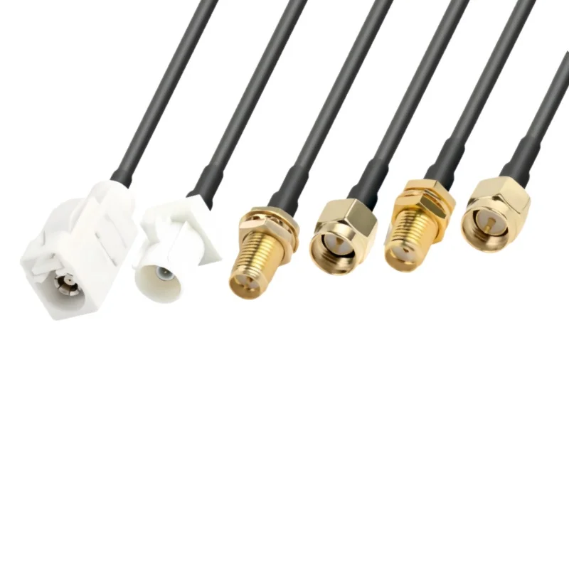 White Fakra-B to SMA male and female connector GPS antenna fakra extension line RG174 cable