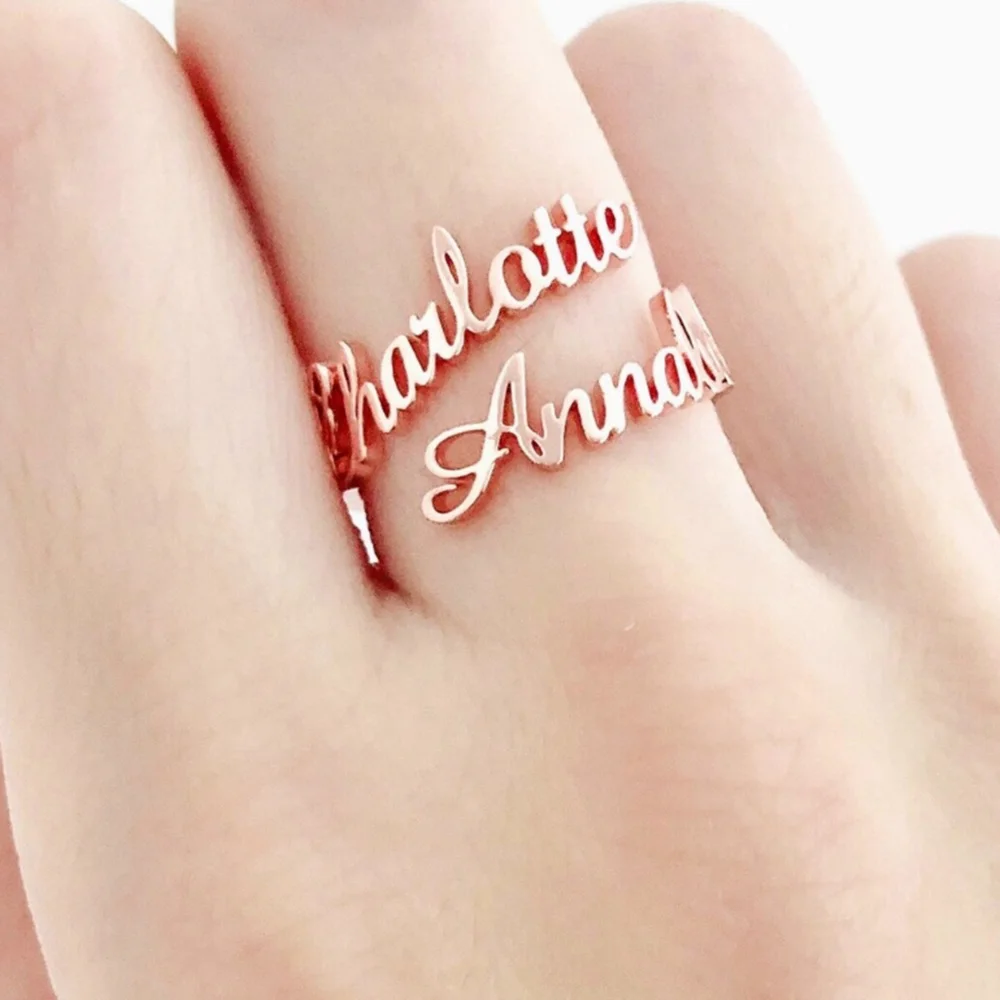 

Customized Name Couple Name Ring Stainless Steel Exquisitely Made Adjustable Ring