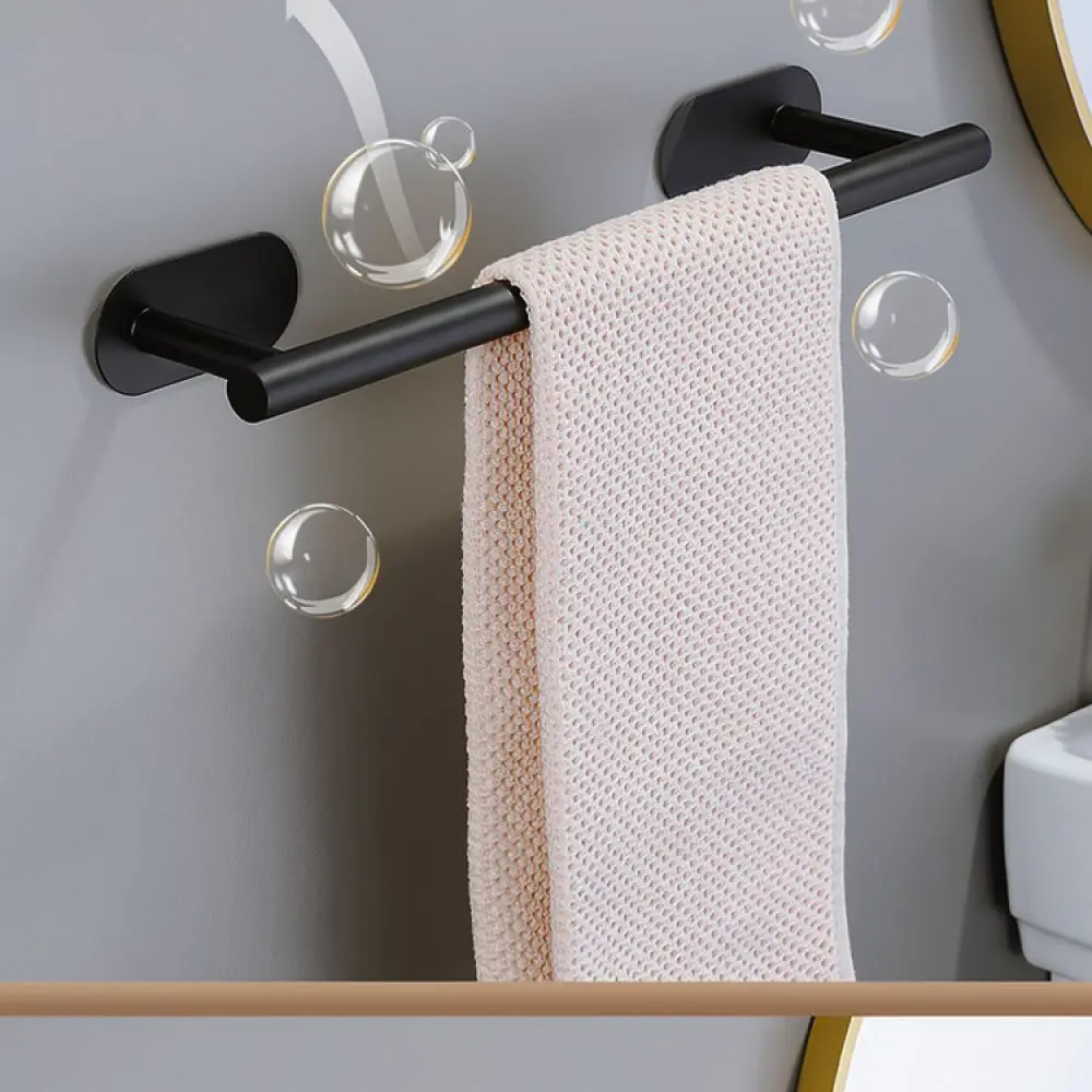 Modern Bathroom Storage Set Punch Free Stainless Steel Towel Rack Holder Wall Mounted Organizer For Home Decor Accessory