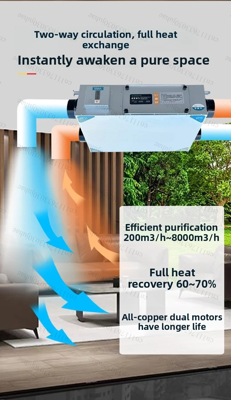 Ultra Quiet Home Fresh Air System Bidirectional Full Heat Exchanger Indoor Ventilation Air Renewal Device For Household Use