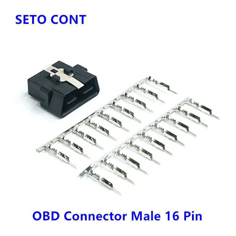 Conector OBD macho negro J1962, conector OBDII de 16 pines, adaptador OBD2 con terminales prensados para dispositivo de diagnóstico automático, Cable OBD