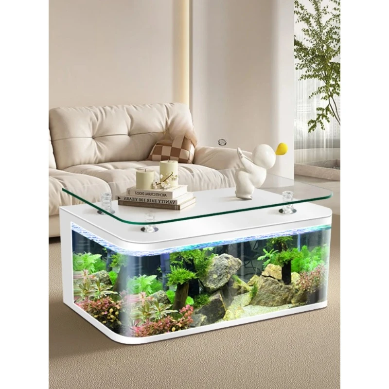 ZC TV Cabinet Fish Tank Integrated Living Room 2023 New Large Household Coffee Table Floor Glass Ecological Aquarium