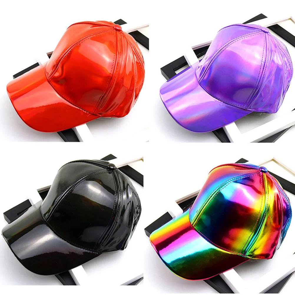 

Colorful Holographic Baseball Cap Adjustable Sun Block Hat Synthetic Outdoor Peak Cap Uv Protection Unisex 56-58cm