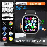 DW100 Pro Fingerprint unlock Touch ID Smartwatch 2.29inch Amoled Smart Watch Rotary Camera GPS Position WIFI Connect Sim Card