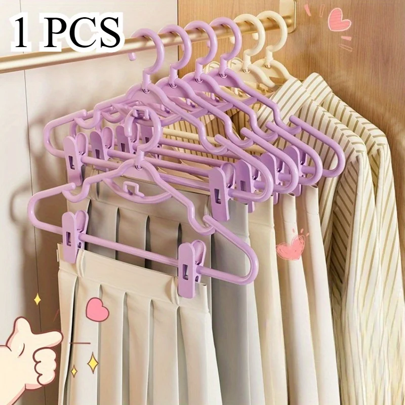 

1pc Heavy Duty Clothes Hanger with Clips for Pants, Skirts and Dresses | Strong Space-Saving Closet Organizer Rack for Home