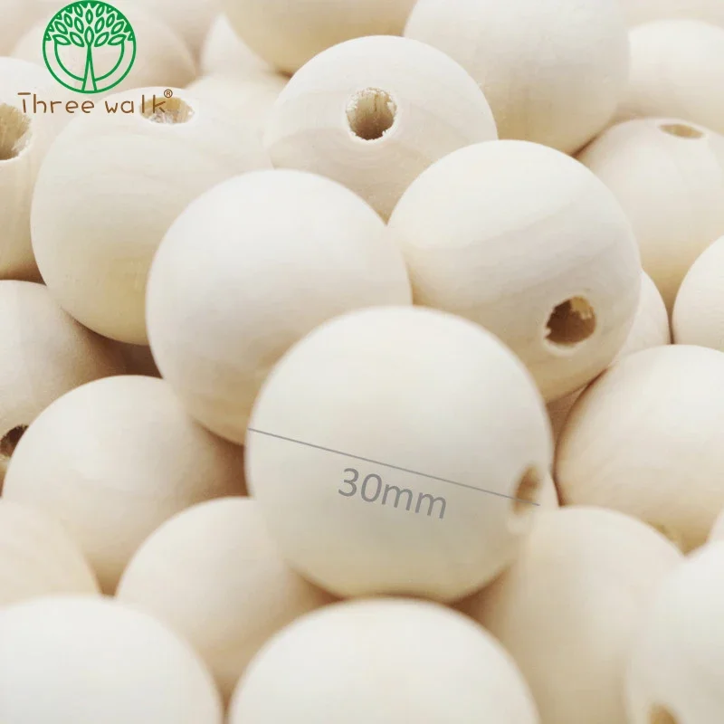 Wooden bead - 14-30mm Large Faceted Geometric Round Wood Beads DIY Jewelry Supply Wood Crafts Kids