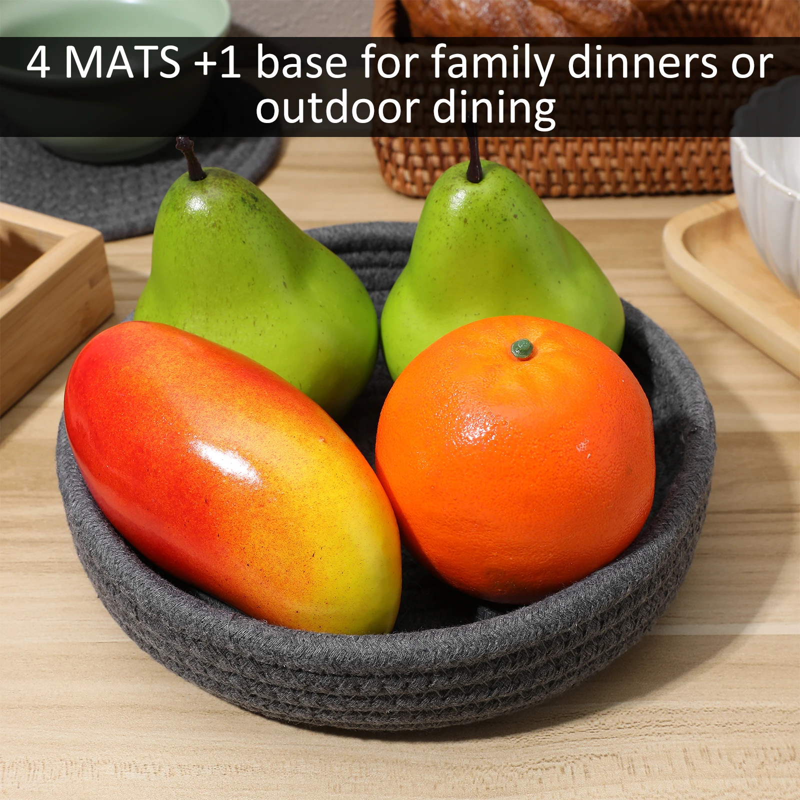 

1Set Round Placemats Cotton Rope Woven Trivets Hot Pads Kitchen Pot Holders Table Protectors Round Placemats Pot Holders