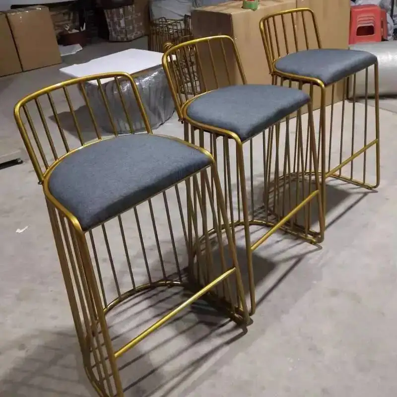 Soft Luxury Waiting Design Bar Gold Nordic Chairs Bar Backrest Minimalist Leg Apartment Stools Modern Sillas De Bar Furniture