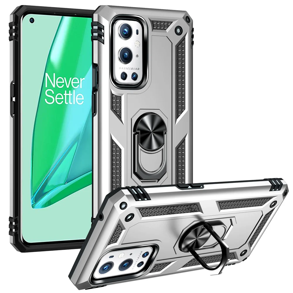 Military Grade Shockproof Ring Kickstand Armor Case For OnePlus 7 Pro/9/9 Pro Heavy Duty Defender Finger Ring Case