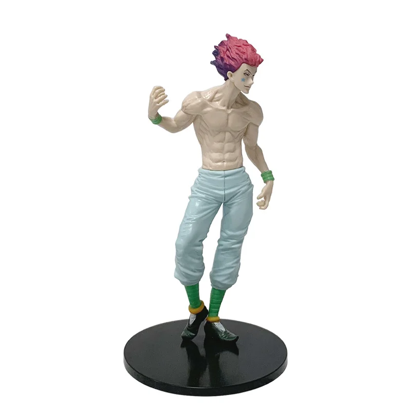 En stock Hisoka Figura coleccionable de PVC de pie: regalo de cumpleaños y abanico para niños, decoración de escritorio