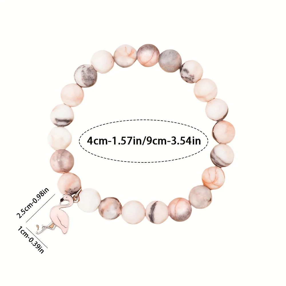 Fashionable Delicate Flamingo Charm Round Beads Bracelet, Suitable For Valentine\'s Day Birthdays Mother\'s Day Thanksgiving Gift