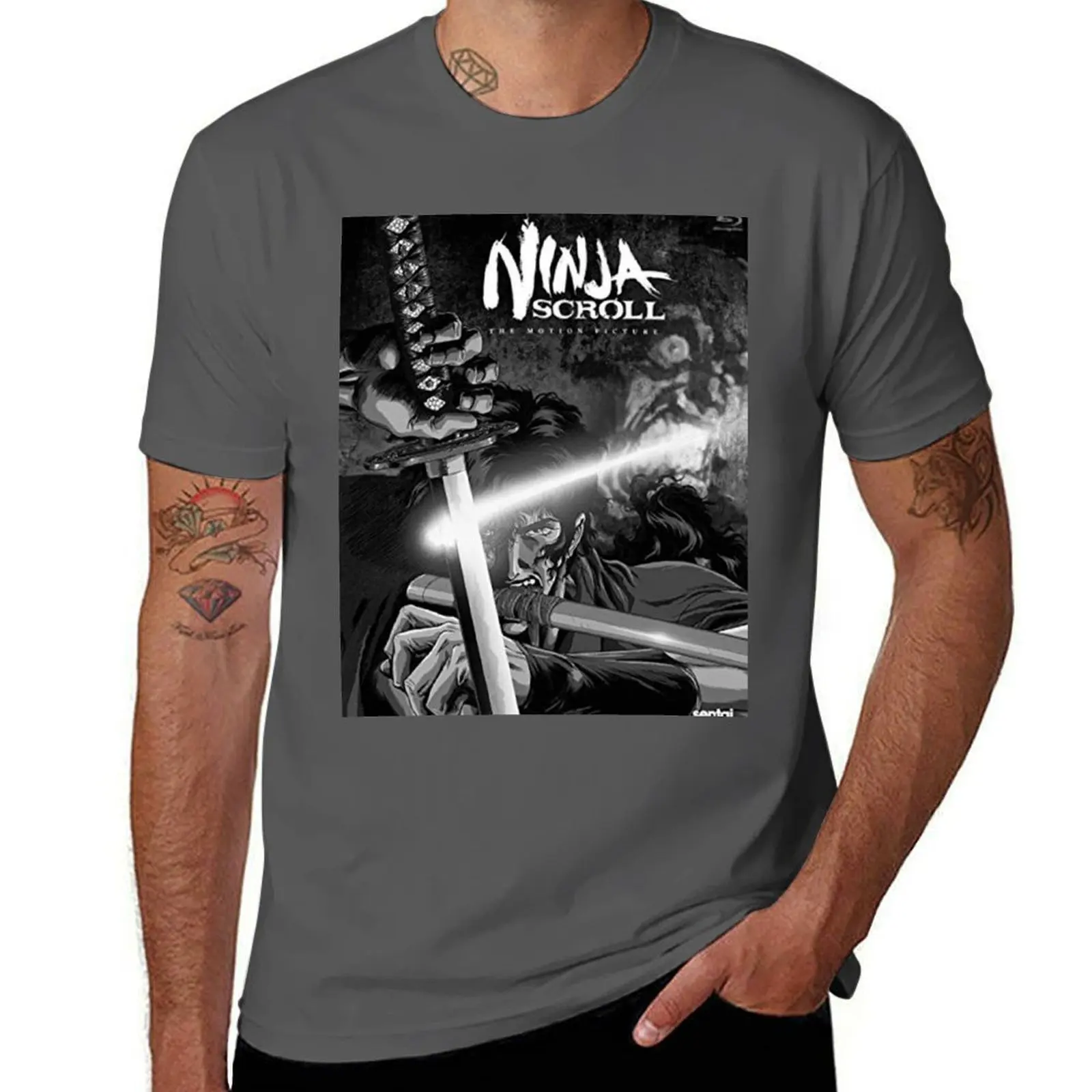 

NINJA SCROLL B/W T-Shirt man t shirt cotton man graphic t shirt T-Shirt
