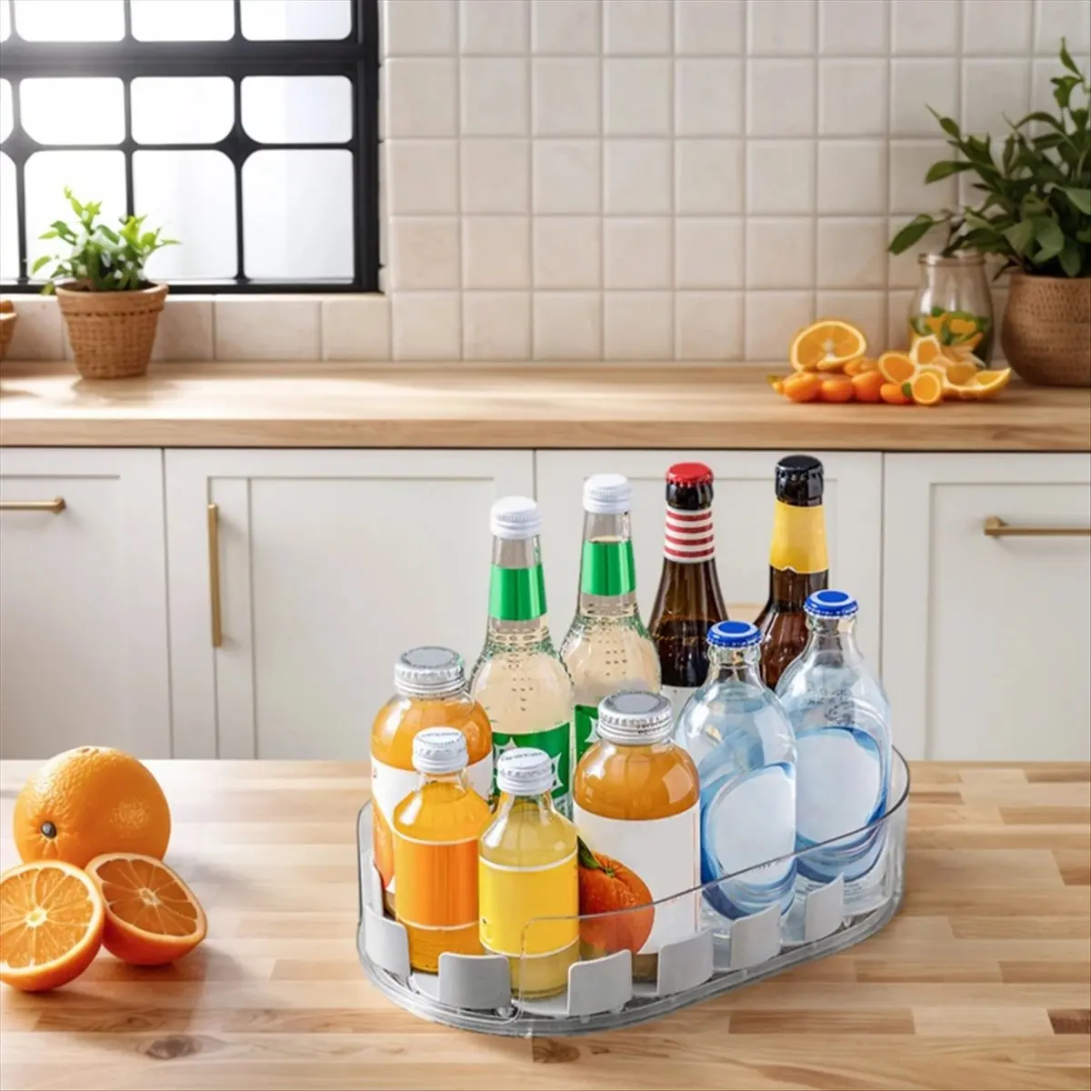 Refrigerator Rotating Storage Rack Rotatable Fridge Storage Box Turntable Organizer for Cabinet Kitchen Refrigerator A