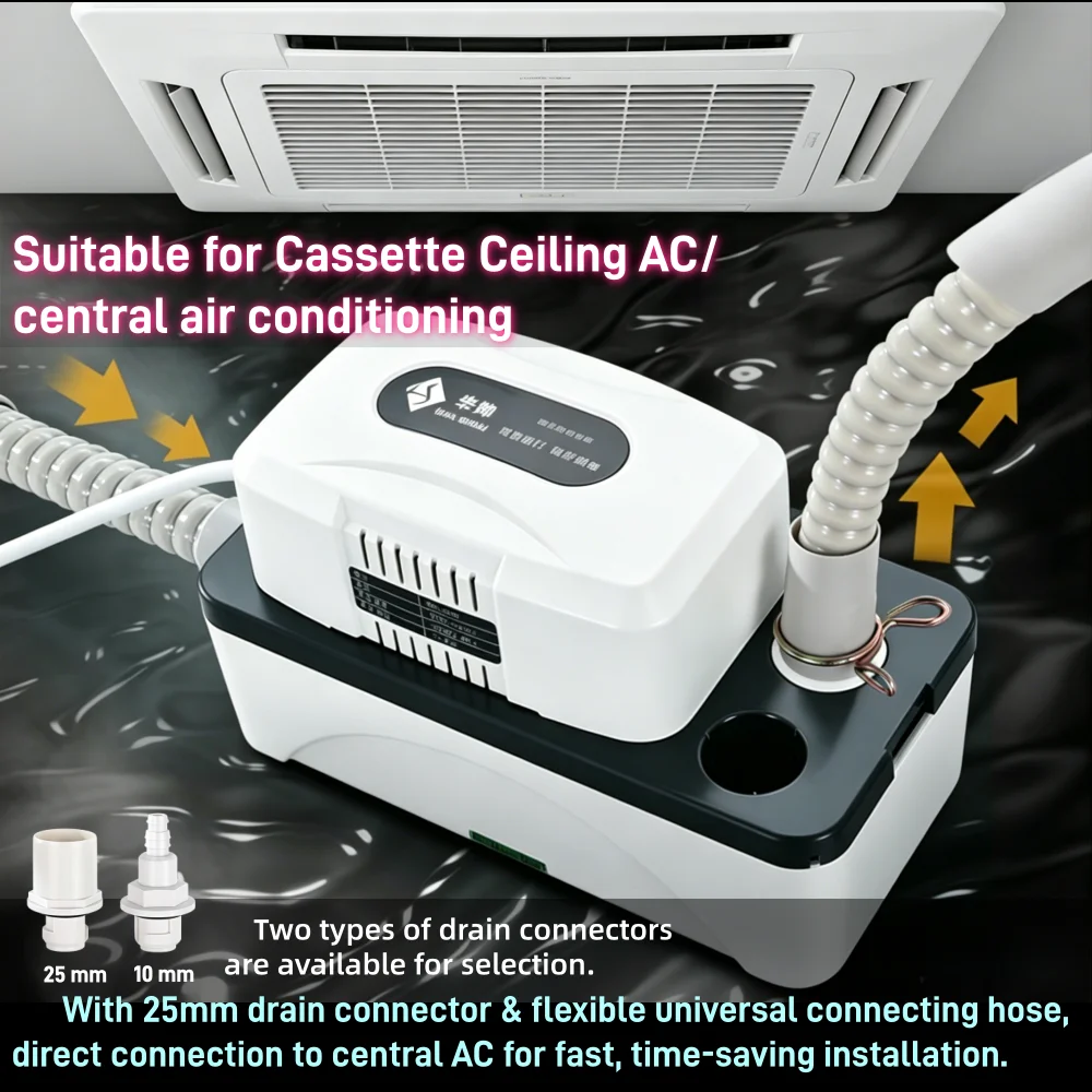 1-10 HP Condensate Pump Automatic HVAC Lift Removal Drain 100L/H with 500ml for Dehumidifier 100‑230V HVAC Condensate Pump