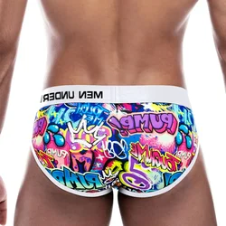 Seksowna bielizna męska śmieszne figi kalesony Graffiti majtki Jockstrap niskiej talii Butt Lifter bielizna męska MP223