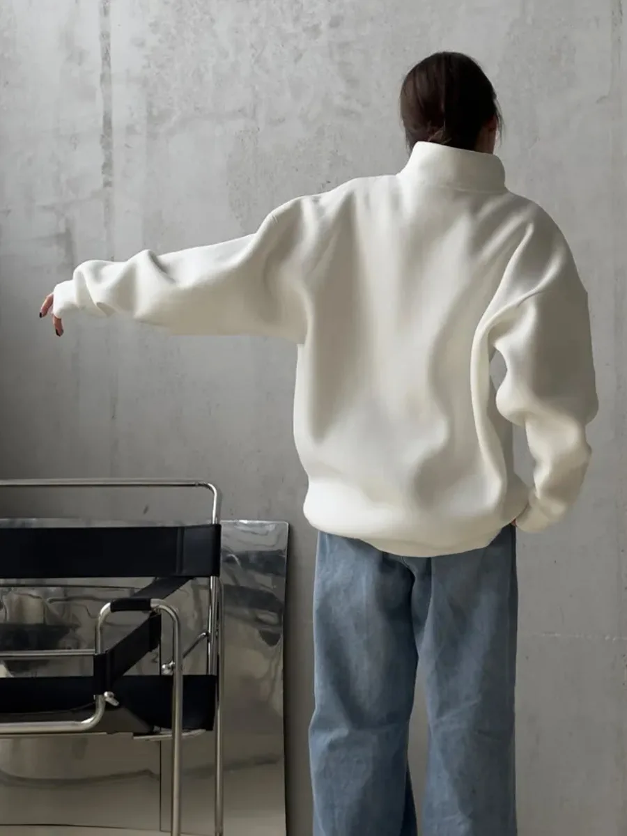 Sweat à capuche à manches longues pour femmes, rétro américain, demi-fermeture éclair, Patch Alphabet, mode de sortie, haut de marque tendance, vêtements pour femmes