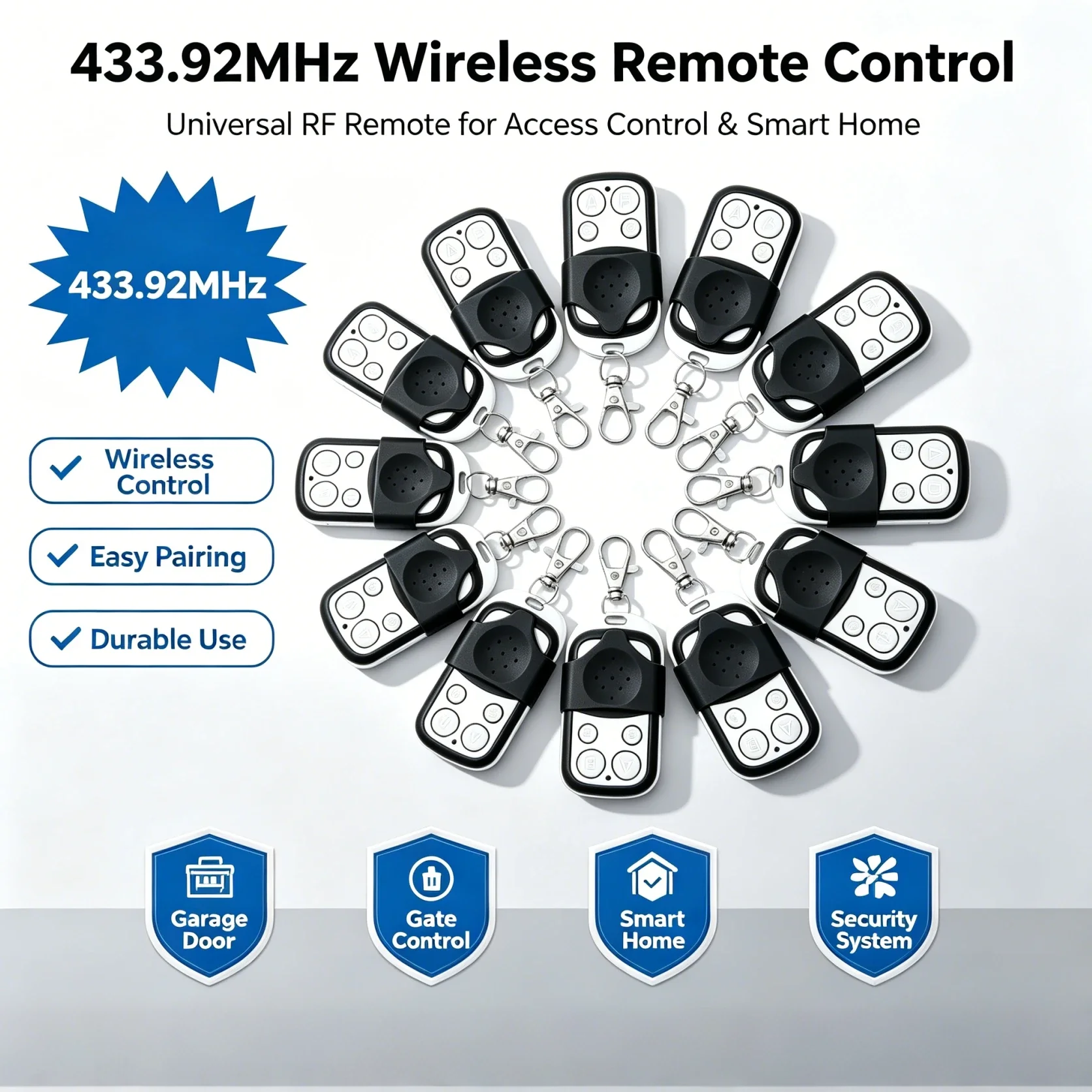 50/1PCS Metal Push Button Remote Control Transmitter ABCD 4Button 433MHz Universal 4 Buttons Garage Door Opener Remote
