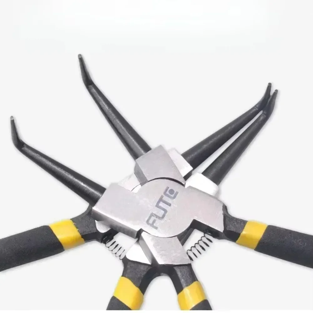 FUTE Plastic Coated Handle Clamp Spring Pliers Snap Ring Pliers Set Internal/External Circlip Install Straight Bend 7/9 Inches