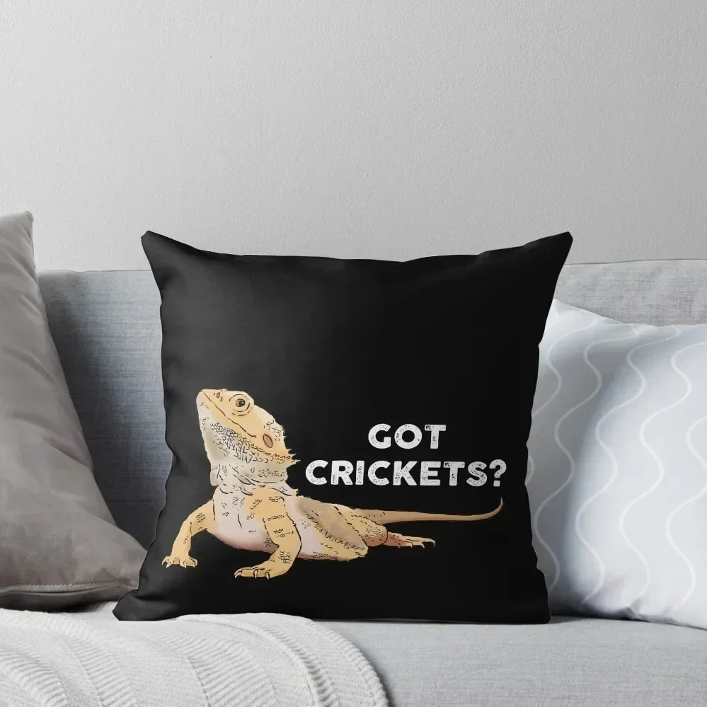 Funny Bearded Dragon, Got Crickets?, Bearded Dragon Lover Throw Pillow Marble Cushion Cover Sofas Covers pillow