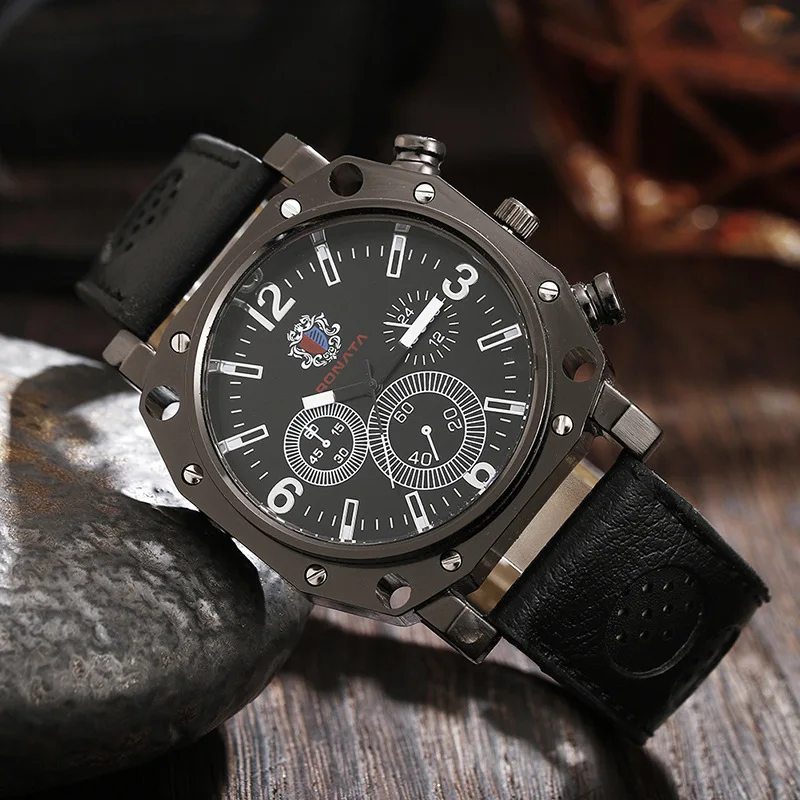 Men's Quartz Watch Personalized Male Business Wristwatch Student Decorative Sport Style Leather Strap Casual Watches Boy Gifts