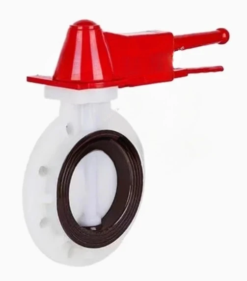 Поворотный клапан с ручкой, пластинчатый дроссельный клапан, устойчивый к коррозии, кислотам и щелочам, фторкаучук D71X-10F