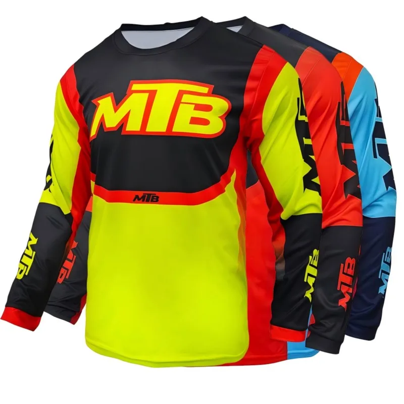 Men Summer Thin Stretch Quick Dry Long Sleeve Sport Top Anti Sweat Maillot Ciclismo For Enduro Dirt Bike Gym Training