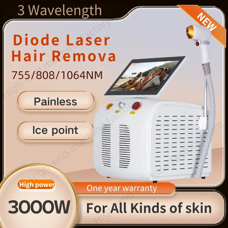 جهاز إزالة الشعر بالليزر ديود 3 أطوال موجية مناسبة لجميع ألوان البشرة نظام تبريد البلاتين الجليدي سعر المصنع بالجملة