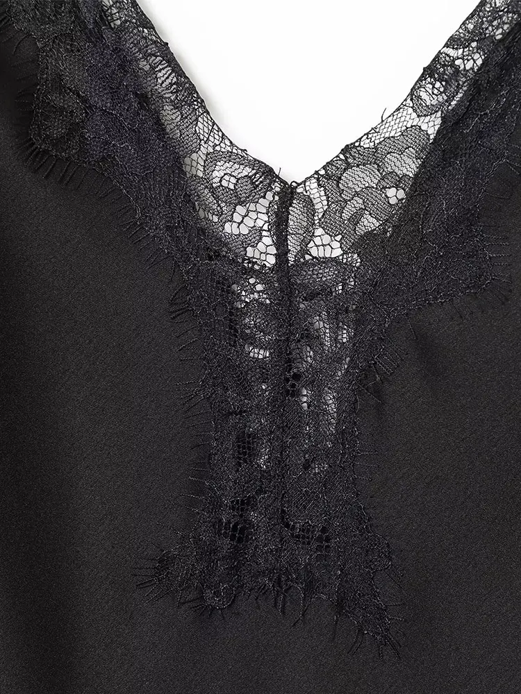 NLZGMSJ femmes Sexy dentelle Satin licou longue robe asymétrique ourlet robe nouveau 2025 mode vacances robes de fête