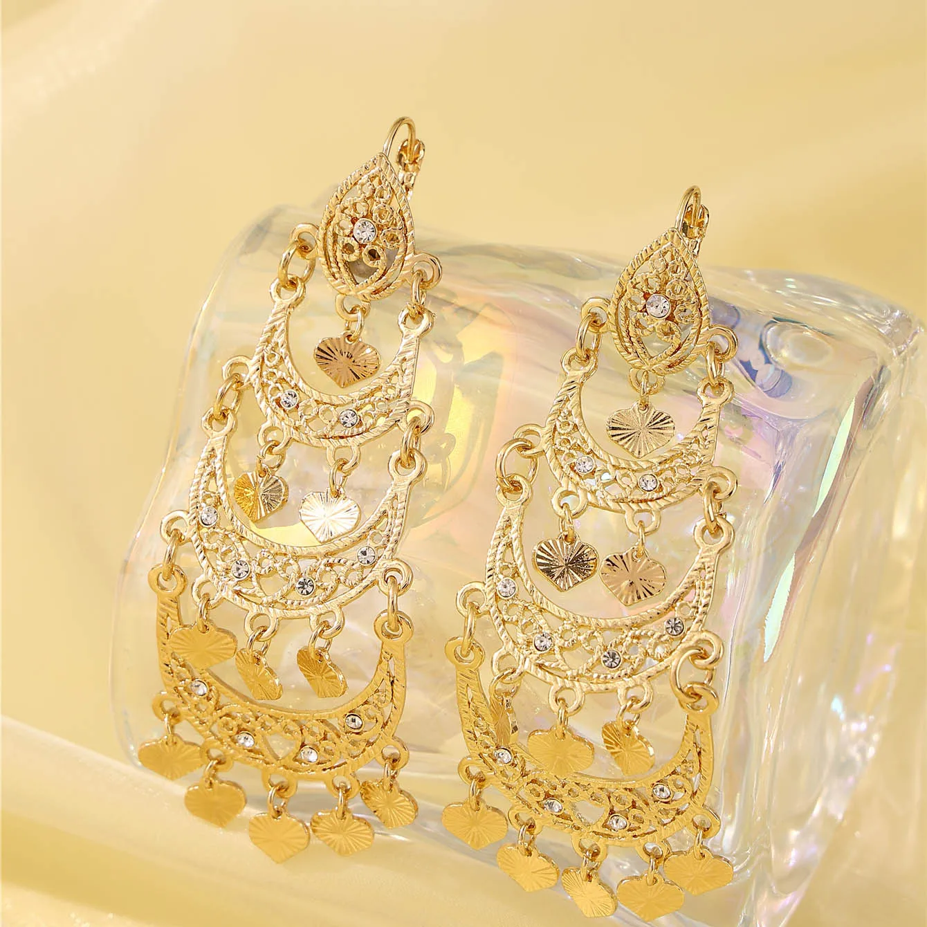 Gilded ladies' earrings Moroccan fashion earrings luxurious dignified Middle Eastern bridal party accessories performancejewelry