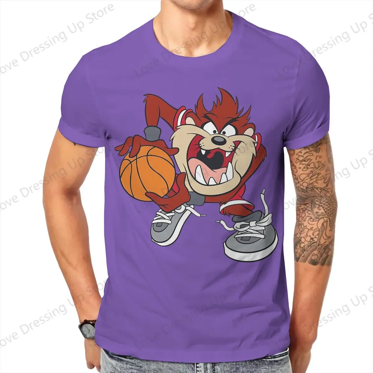 Tasmanian Devil Large printed cotton men's Tshirt Short Sleeve Street Tshirts Taz Cartoon Anime Hipster Tops