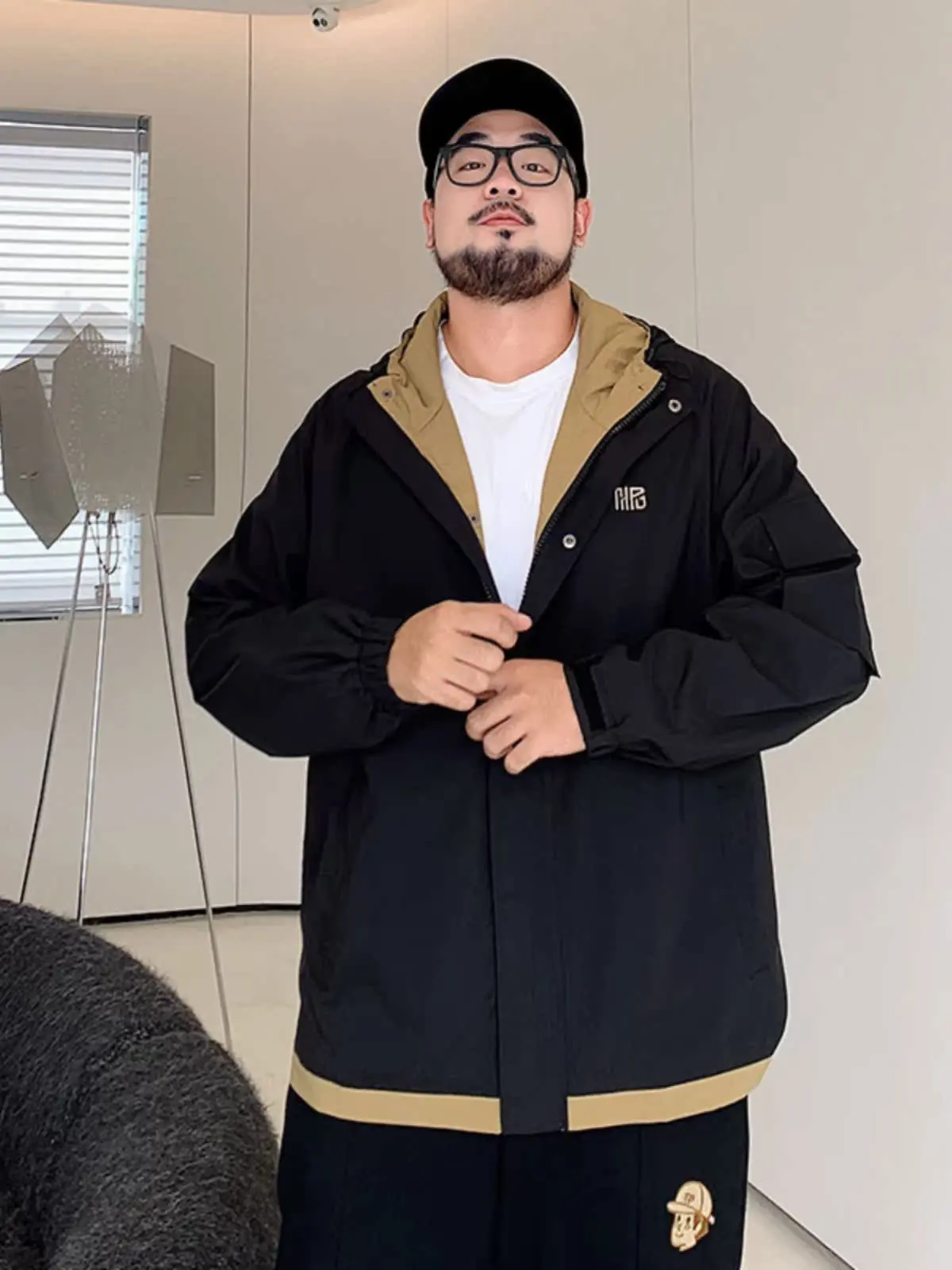 

Trendy plus Size Outdoor Hooded Jaet Men's Spring Autumn Loose Color Blo Jaet Coat Windproof Polyester Casual Jaet