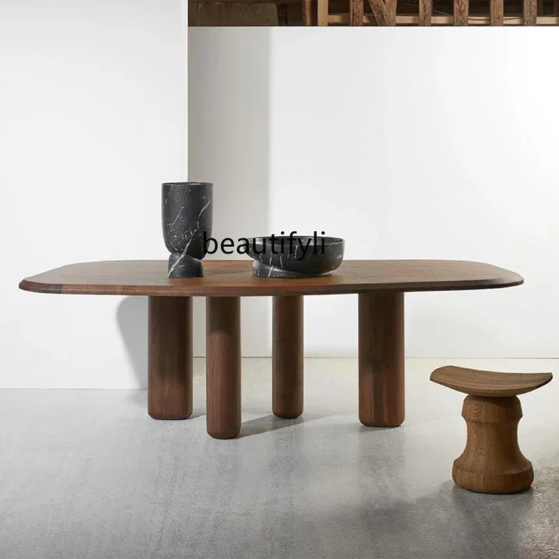

32 Medieval designer irregular solid wood dining table log wabi-sabi wind special-shaped desk