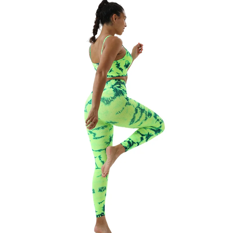 Next Skin Seamless High Elastic Tie-dye Moisture Wicking Yoga Suit Running Sport Tights Fitness Suit Women Plus Size Suit