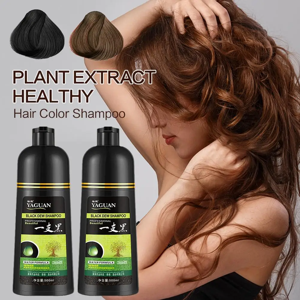 500ml White Hair Darkening Shampoo Black Hair Dye Shampoo Natural Fast  Hair Coloring Shampoo Brown Natural Shampoo