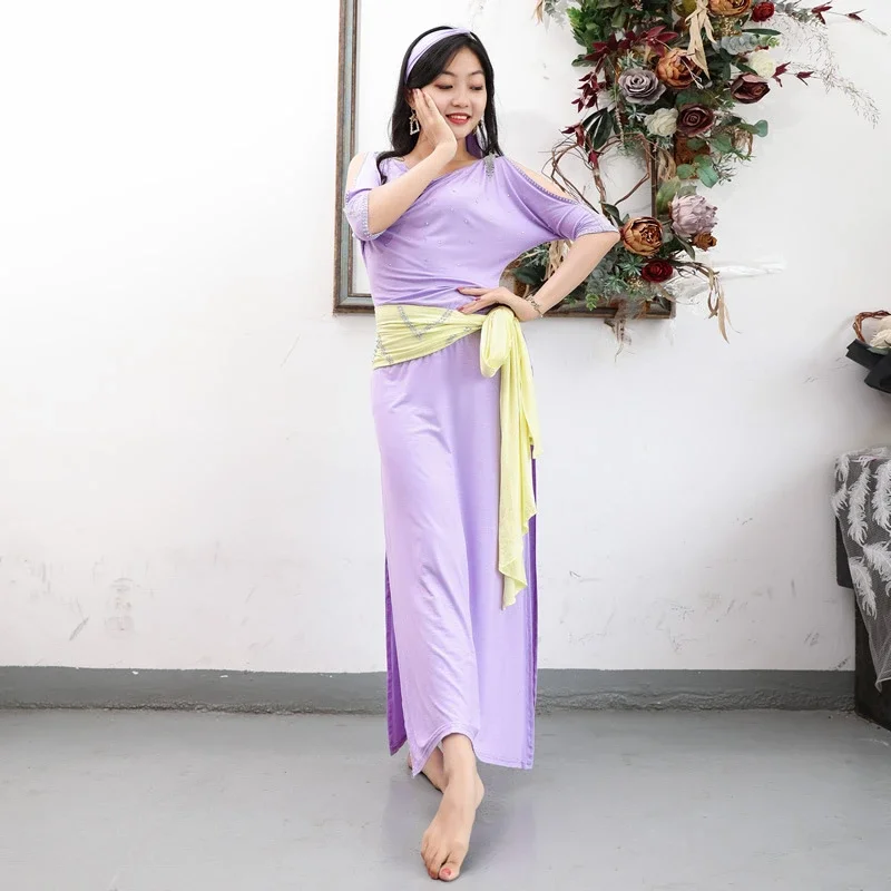 Belly Dance Practice Costume Modal Dress Baladi Robe Shaabi Robe Clothes Folk Dress Female Oriental Performances Clothing