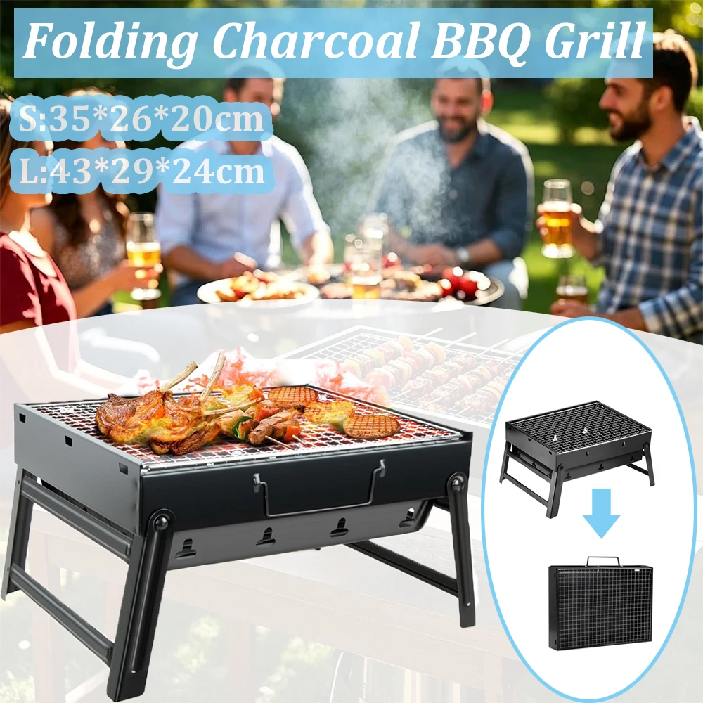 

Portable Folding Charcoal BBQ Grill Small Tabletop Barbecue Grill for Outdoor Camping Picnic Beach Backyard Travel Terrace