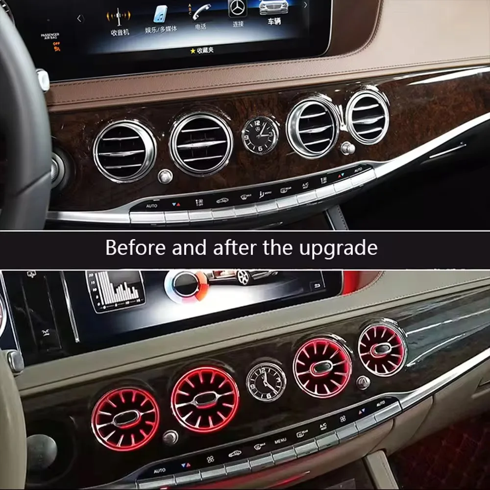 64 Colors RGB Car Ambient Light Kit For Mercedes-Benz S Class W222 Rotating Tweeter Turbine Air Vent Glasses Reading Light Rear
