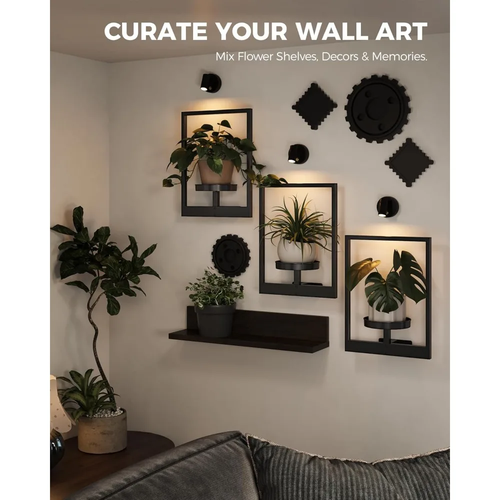 Maceteros de pared para colgar en interiores con luces de cultivo integradas para jardinería vertical
