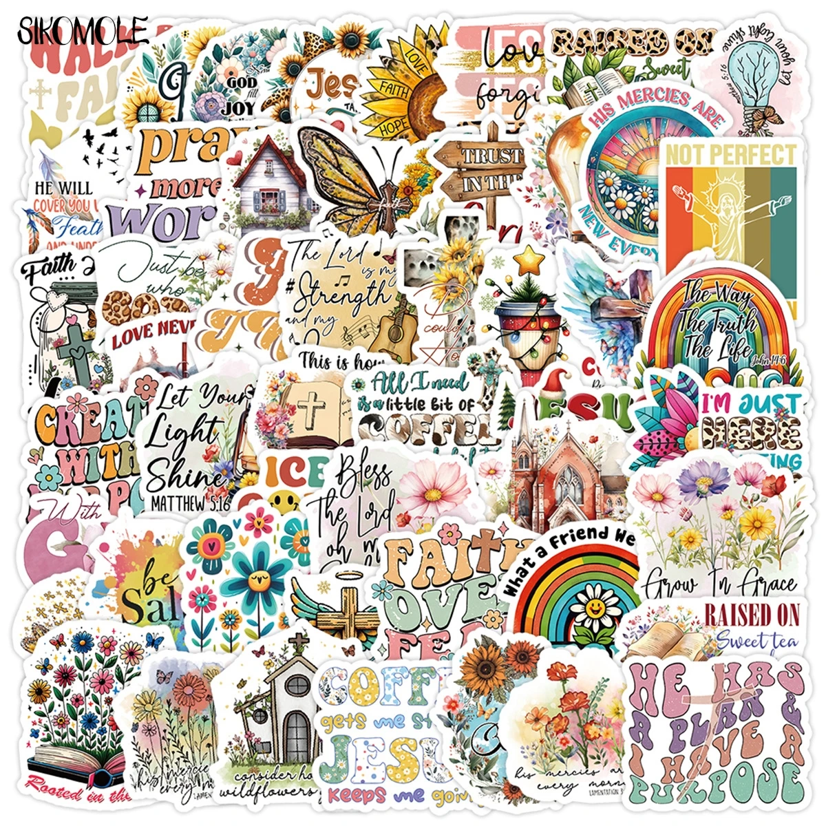 10/30/50PCS Cartoon Jesus Christian Graffiti Stickers Christ Religious Culture DIY Laptop Stationary Suitcase Decal Sticker Toys