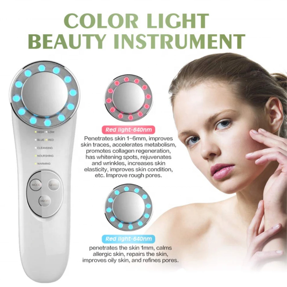 RF Facial Beauty Device LED Light Skin Tightening Wrinkle Removal Firming Tool for Anti Aging Face Lifting Home Care