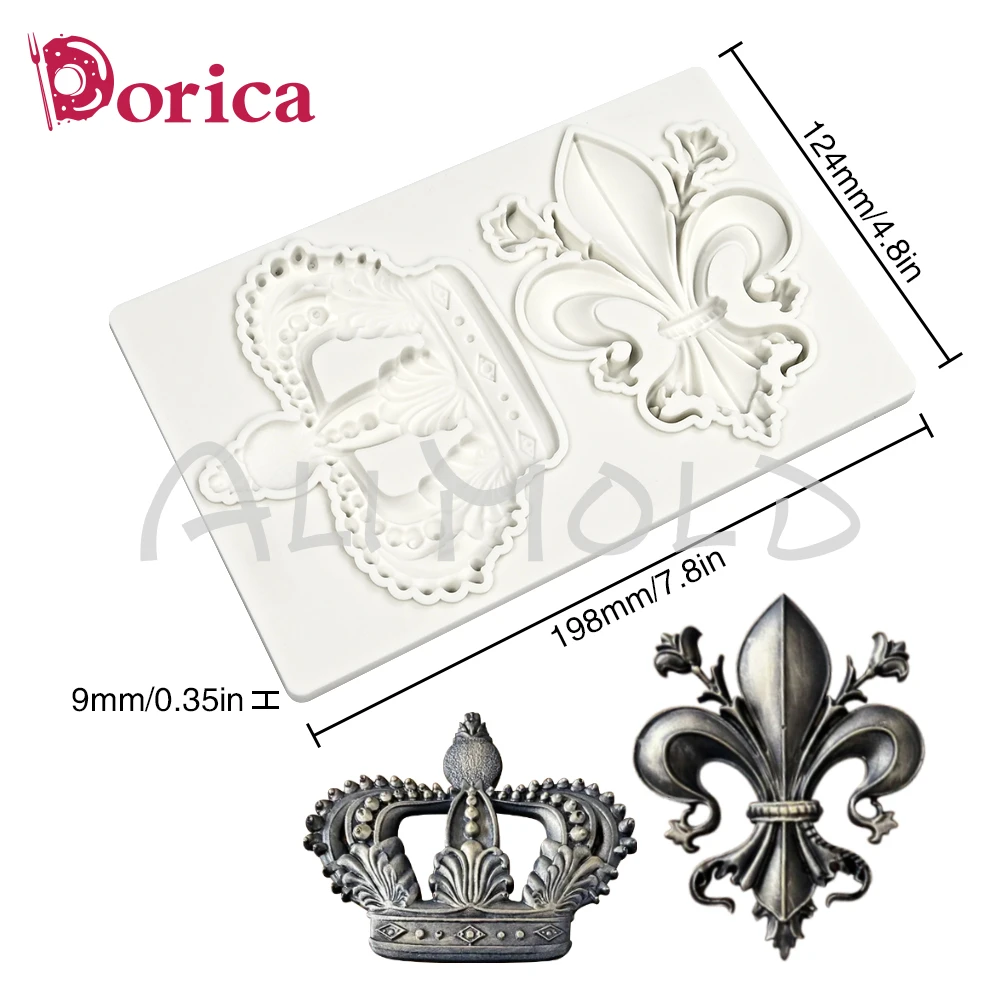 Crown Design Silicone Relief Mold Sugarcraft Chocolate Fondant Cake Mold DIY Resin Clay Relief Mould Home Decorating Tool Baking