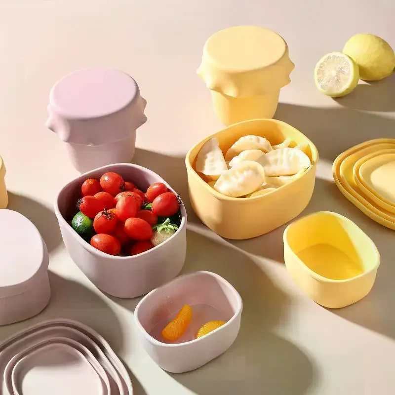 New Food Grade Silicone Lunch Box With Lid Leak Proof Food Container 200/250/300/600ML Microwave Oven Lunch Box Picnic