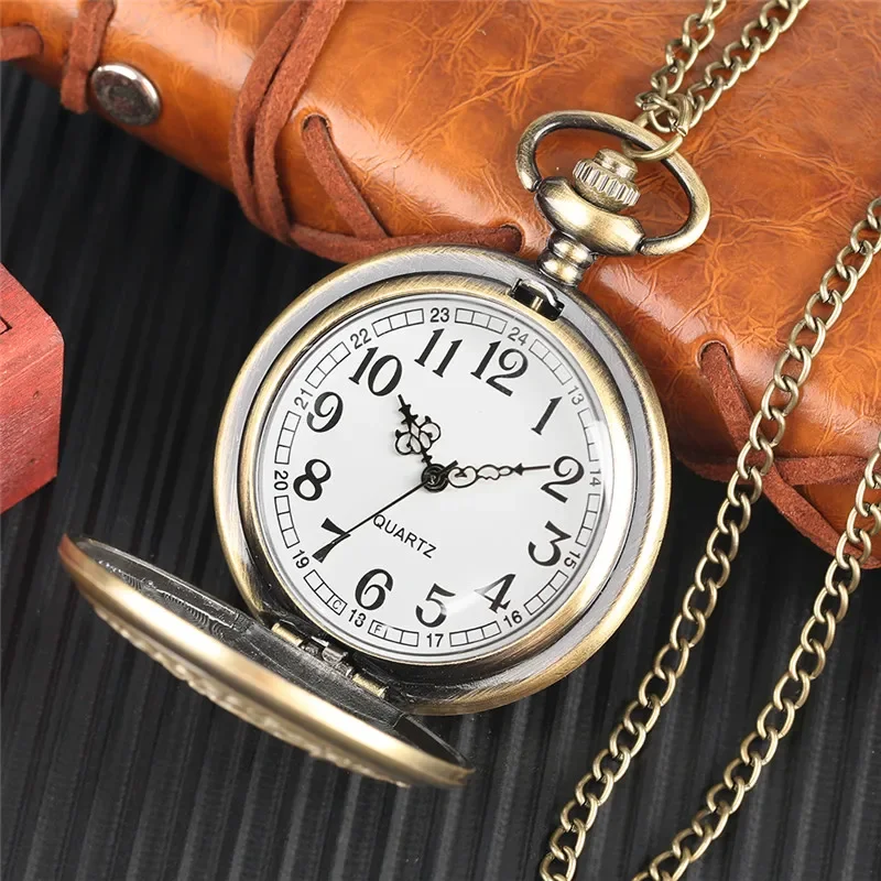 Vintage Hollow Crane Birds Pattern Men Women Quartz Analog Pocket Watch Arabic Number Dial Pendant Necklace Chain Gift Reloj