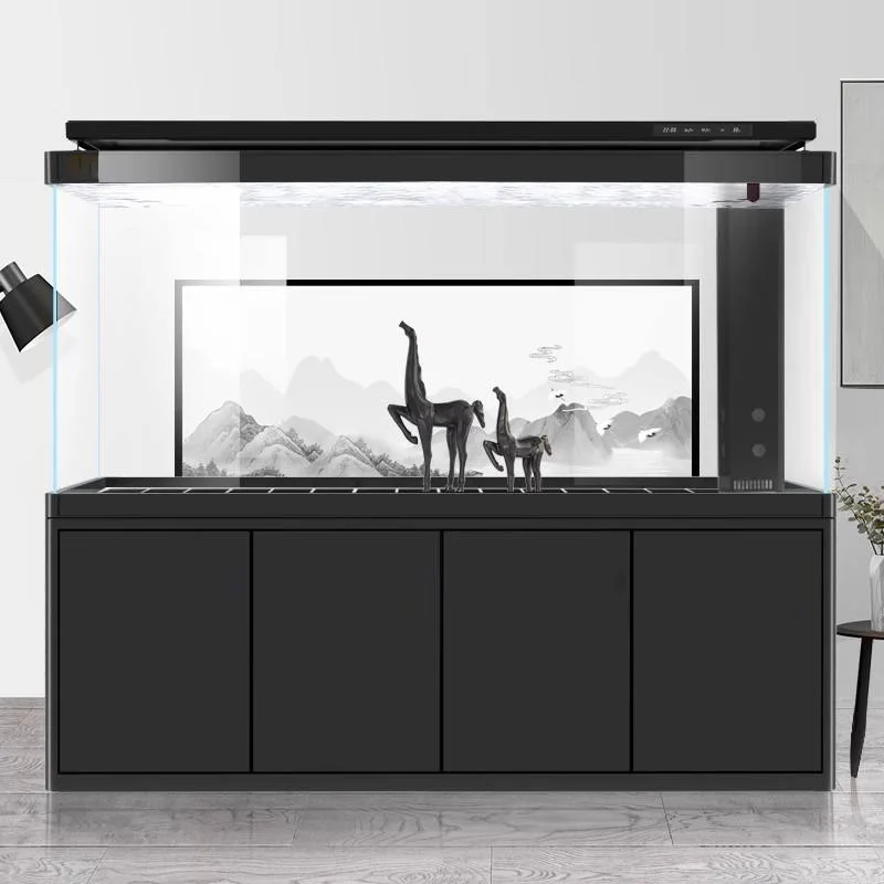 

Ultra-white Glass Large Customizable Modern Luxury Fish Tank With Smart Operating For Living Room Aquarium-OEM Private Label