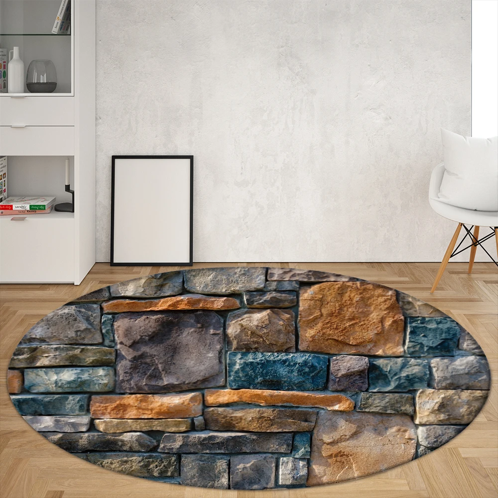 3D Colored Stones Round Rugs Irregular Stone Sofa Rug Home Living Room Bedroom Bathroom Floor Mats Print Decorate Carpet