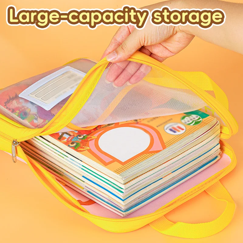 1PC 180-Degree Wide-Open File Bag - 4-Layer Transparent, Large-Capacity Zippered Handheld for Students