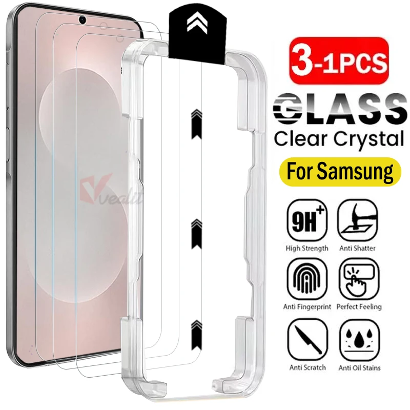 

1-3pcs Dust Free Easy Installation Screen Protector For Samsung Galaxy S25 S24 Ultra S25+ S24+ S23+ S22+ S23 S22 Glass Cover