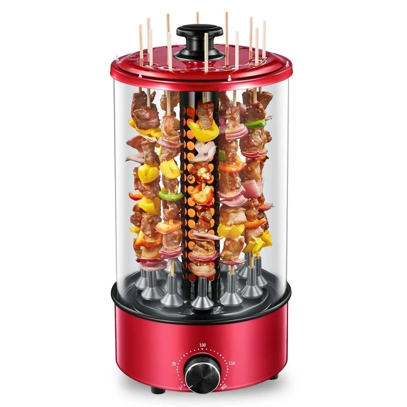 Electric Skewer Grill, Home & Commercial Smoke-Free Barbecue Grill, Automatic Rotating Grill for Meat Skewers